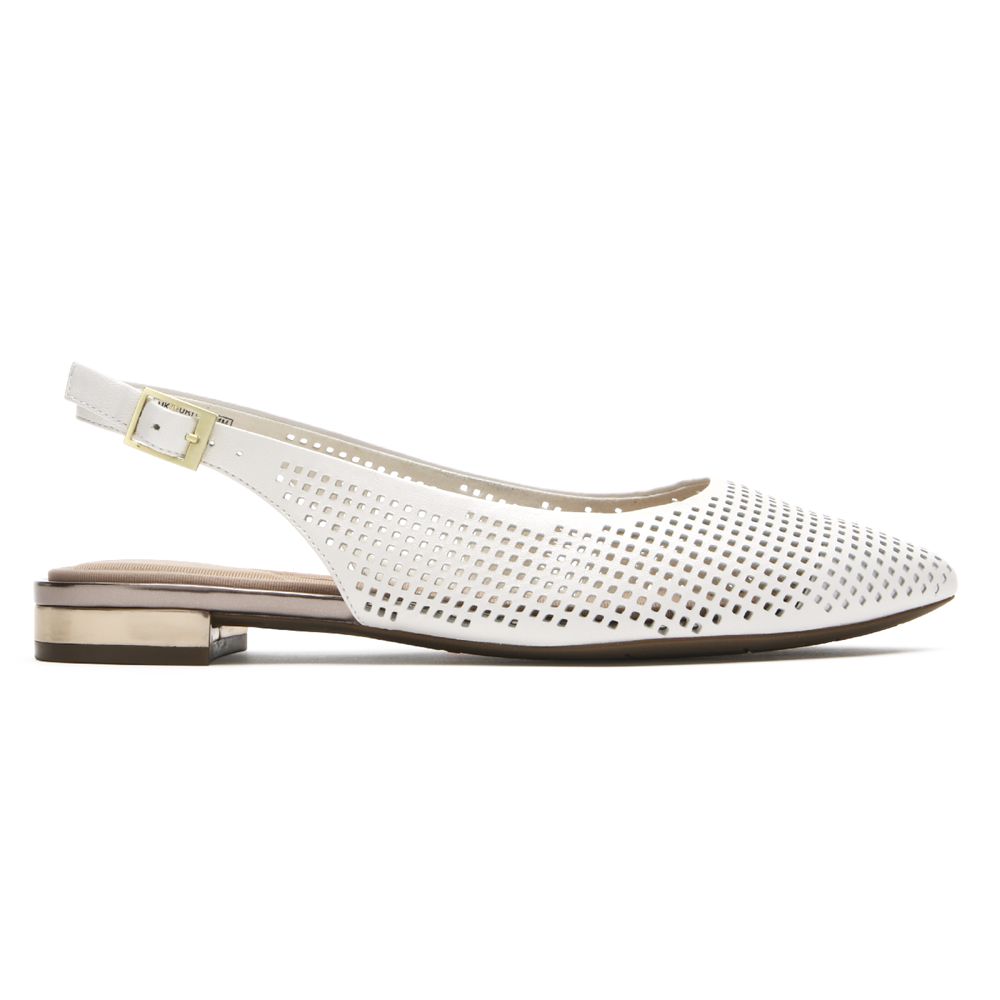 Rockport Canada Total Motion Adelyn Slingback Flat - Womens Flats White (MNE961087)